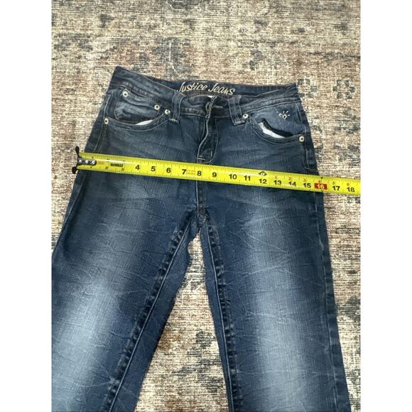 Justice Girls Size 14R Mid Rise Straight Jeans Medium Wash 5 Pockets Free Ship - Picture 9 of 16